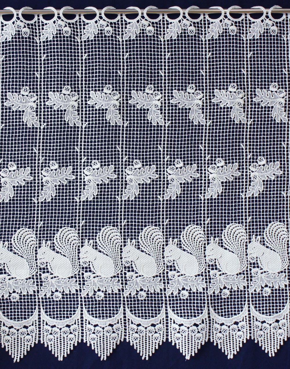 Rideau Brise-bise En Coton Blanc Style Campagne - 45 X 120 Cm - Passants Pour Tringle Jusqu'à 16 Mm - Bordure Crochet Et Pompons Bois - Certifié Öko-Tex