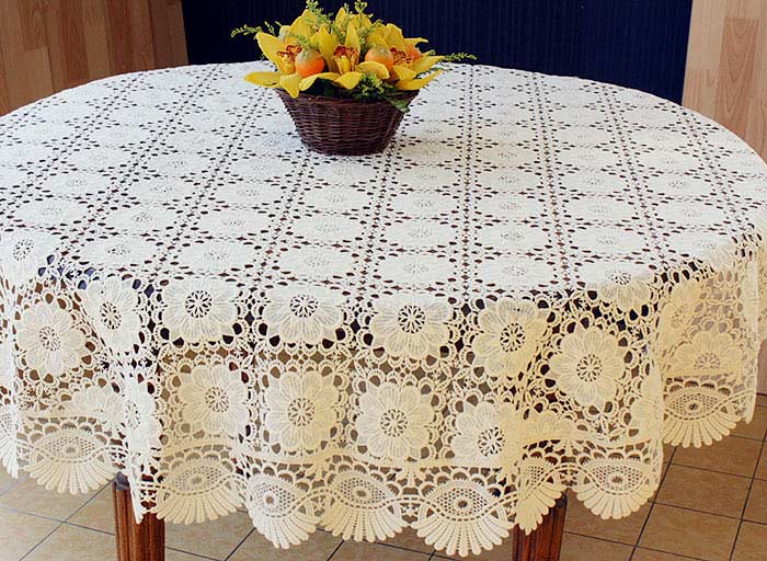 Nappe Ronde Vintage En Coton Crocheté - 75 X 80 Cm, Tricot Creux, Pour Table Salle à Manger, Café, Mariage (blanc)