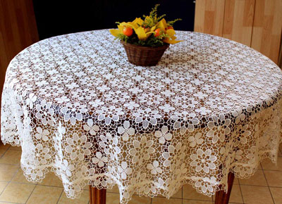 Nappe ronde Amaryllis en macramé