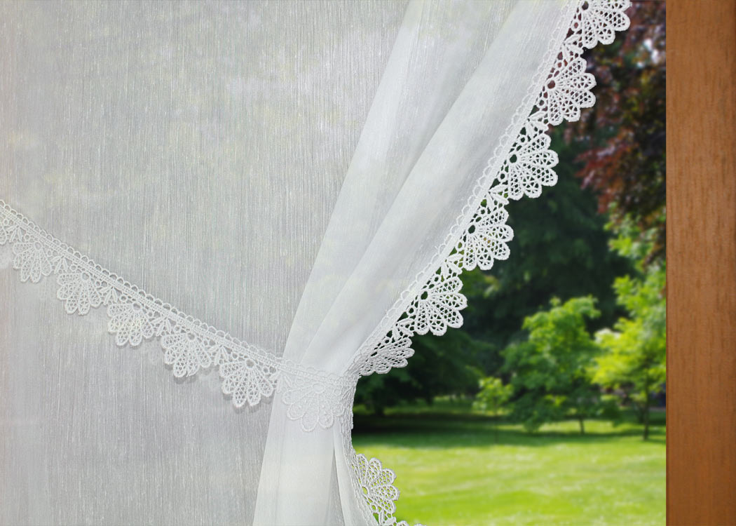 Rideau bonne femme finition macramé